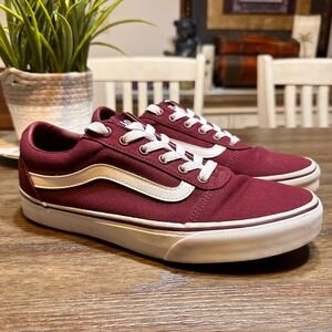 Vans Ward Burgundy Canvas Low Top Lace Up Women's Sneakers Size 10